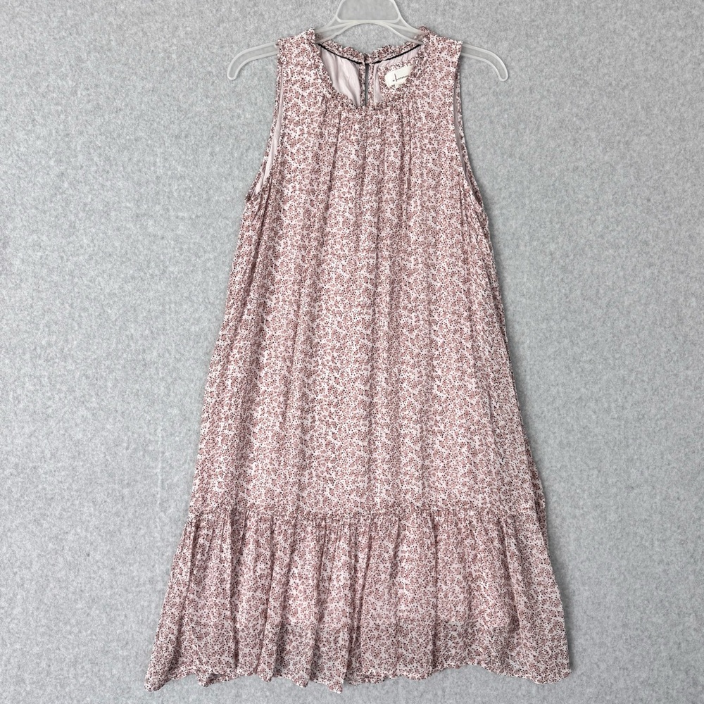 Anthropologie Natalie Flounced Tunic Dress XS Pink Ruffled Cottagecore Fairycore